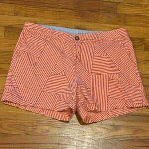 Attention Women’s Preppie Coral Pink Striped Women's Shorts 12
